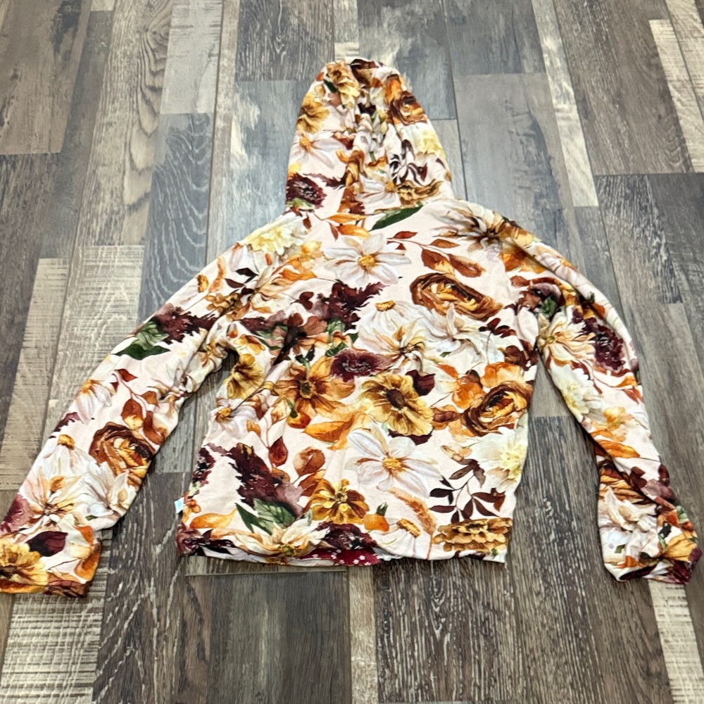 Posh Peanut Kids Floral Puffer Jacket - Cream and Brown - Picture 3 of 3